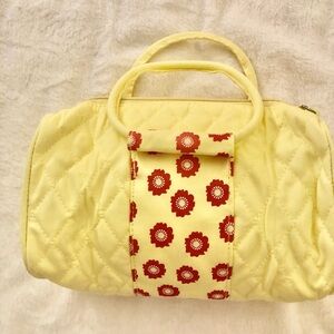 Yellow & red quilted handbag